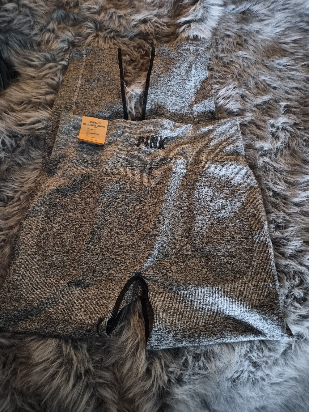 PINK Victoria's Secret High-Waist Seamless Gray Black Workout Leggings